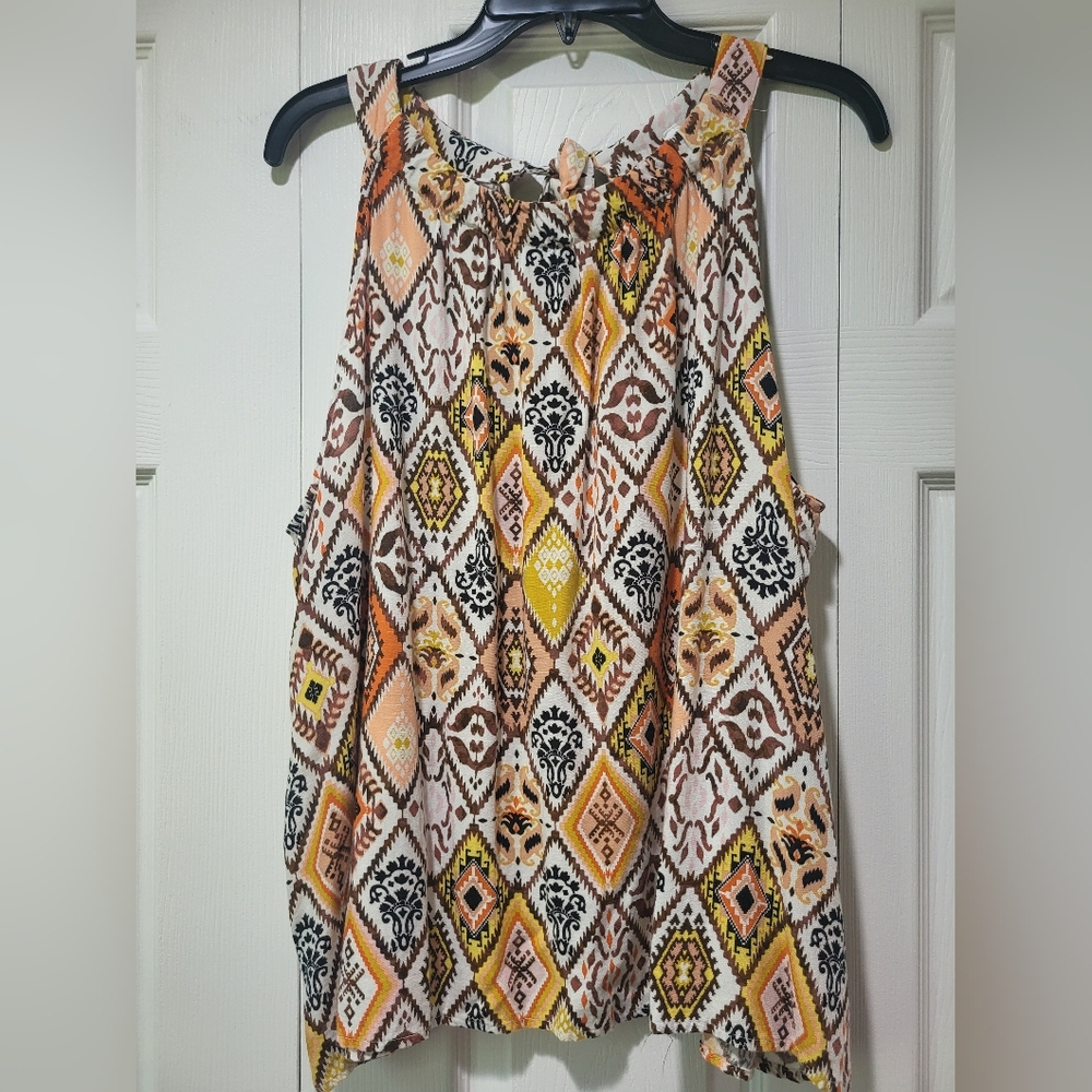 Jane + Delancey Patterned Sleeveless Top, Size XL